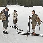 Historische Winter und Skibekleidung